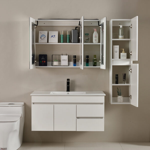 NYT Basic 100 cm – komplett baderomsmøbel (sort/hvit)