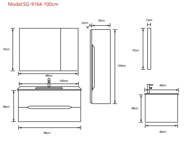 NYT Trend – speilskap 98×70 cm (for 100 cm sett)