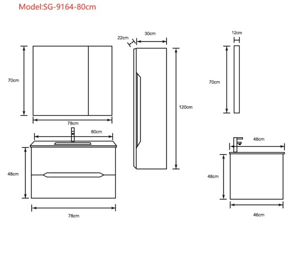 NYT Trend 80 cm – komplett baderomsmøbel (sett)
